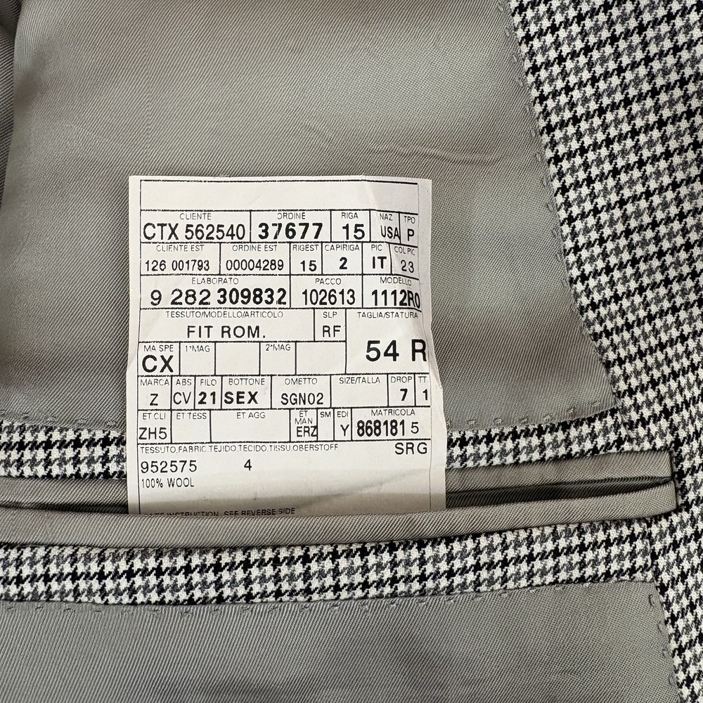 Ermenegildo Zegna Trofeo Blazer Houndstooth Sport Coat Men's 54 R Wool Black - Picture 7 of 13